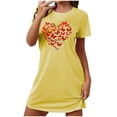 thumbnail image 2 of Valentine's Day Sleep Shirts for Women Soft Short Sleeve Nightshirts Sleepwear Loose Fitting Heart Print Nightgowns Short Dress Yellow L, 2 of 6