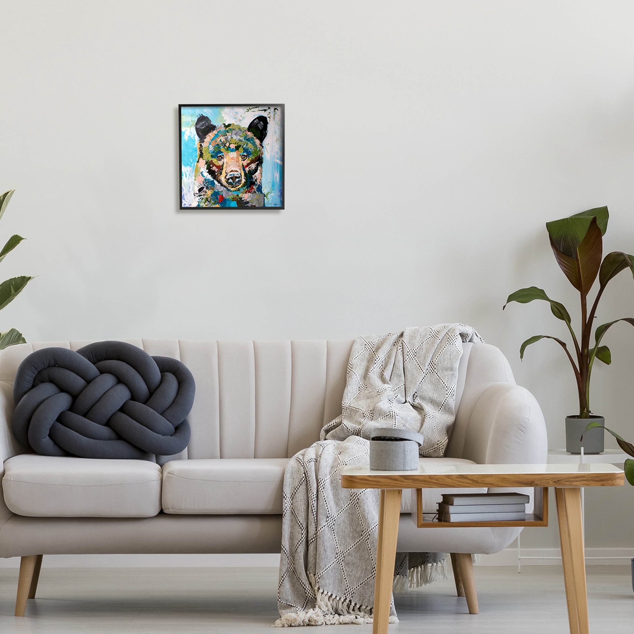 Abstract Chaotic Bear Wildlife Animals & Insects Painting Black Framed Art Print Wall Art
