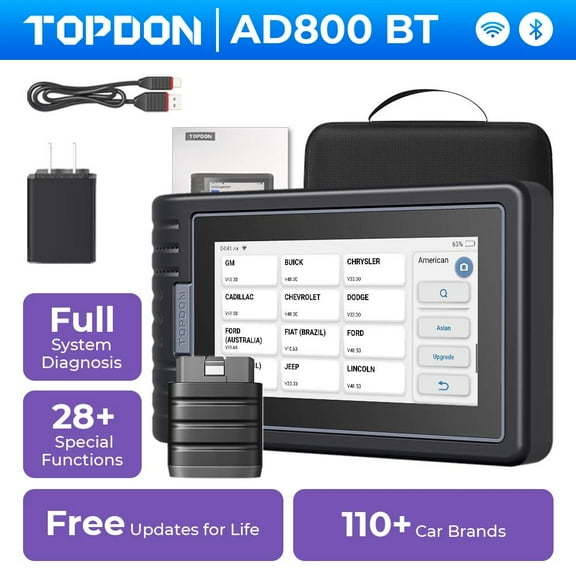 Topdon AD800BT Wireless OBD2 Scanner - 28  Service Resets, Lifetime Updates, Full System Diagnostic Tool for Cars, Trucks & SUVs