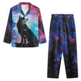 thumbnail image 2 of SEANATIVE Galaxy Wolf Pajamas for Men Long Sleeve Sleepwear Tops with Pants 2 Piece Star Button Down Pajamas Daily Loungewear with Pockets Size 2XL Pj Set Night Wear, 2 of 6