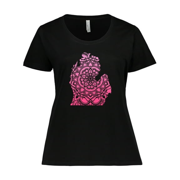 Inktastic Michigan Silhouette Mandala Women's Plus Size T-Shirt