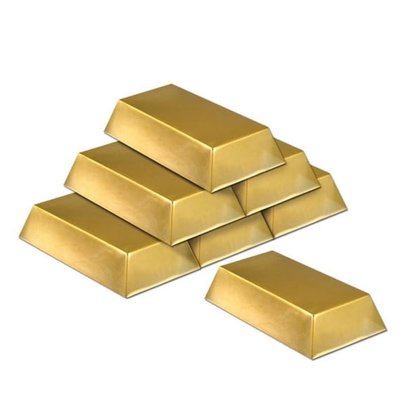 Beistle 7" x 4" x 1 1/2" Plastic Bar Decorations; Gold 12/Pack 57496
