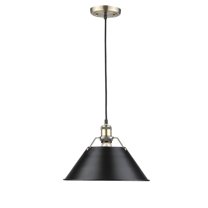 Yep by Golden Lighting Orwell 1-light 14in Pendant in Aged Brass and Matte Black shade
