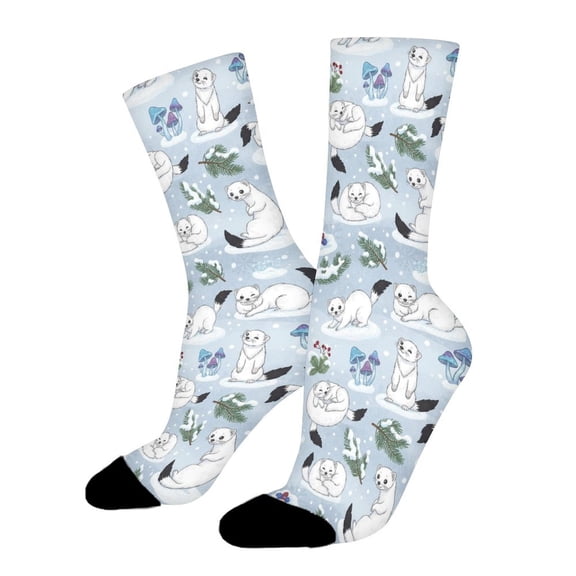 Stoat Winter Fur Funny Novelty Crew Socks for Women Men Sports