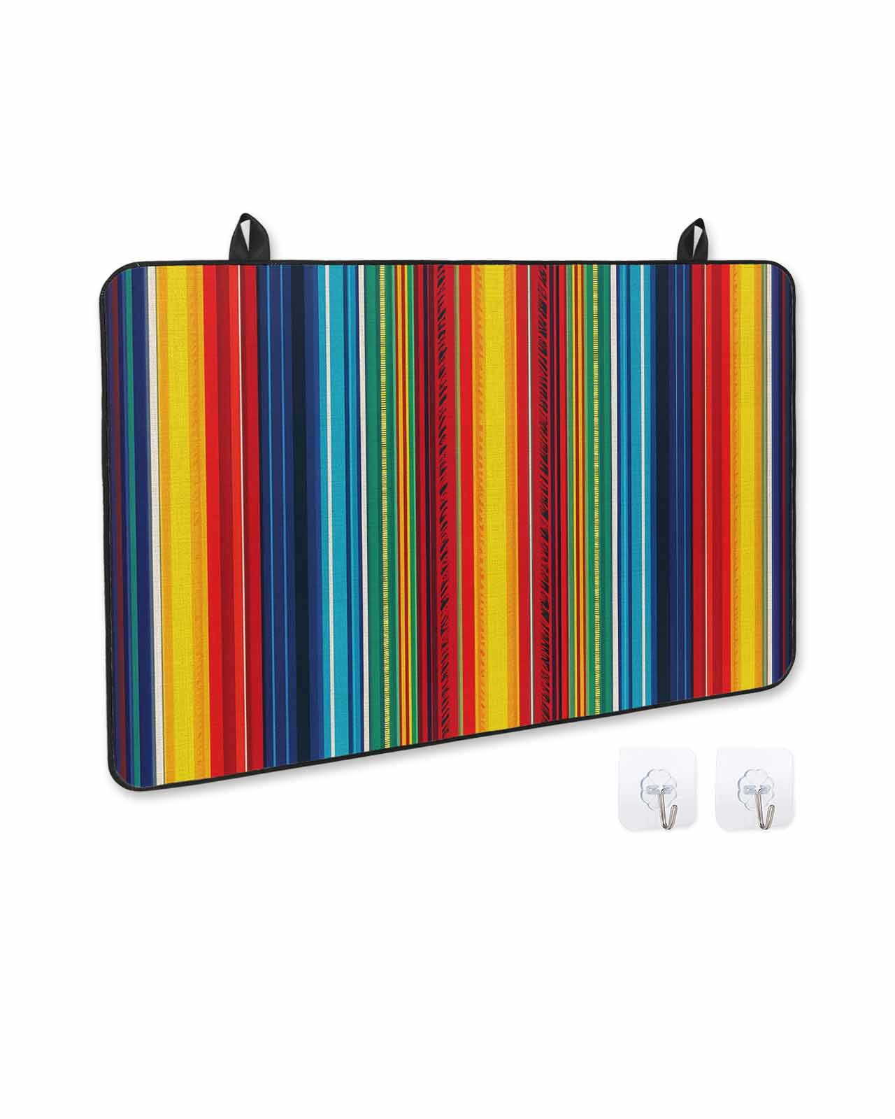 nqOlkjepod Large Induction Cooktop Protector Mat 24"x21", Abstract Vertical Striped Stove Top Covers for Electric Stove, Colorful Rainbow Stripes Retro Stove Burner Cover Mats, Glass Top Stove Cover