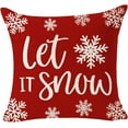thumbnail image 3 of Set of 4 Christmas Throw Pillow Covers Snowflake Let It Snow Baby It''s Cold Outside Oh Holy Night Jesus Square Cotton Linen Cushion Case Farmhouse Sofa Home Decor 18 Inches (1-Red), 3 of 6