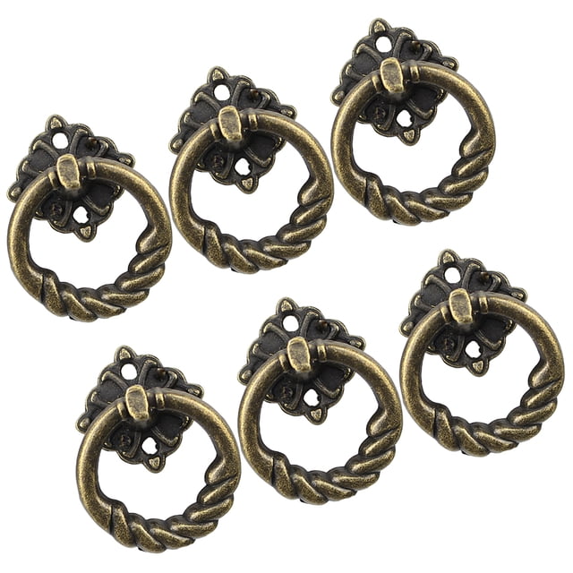 BEADCEST Lot de 6 Poignées de Tiroir Rondes Rétro en Alliage de Zinc Antique pour Porte d'Armoire pour Rénovation de Maison Couleur Assortie