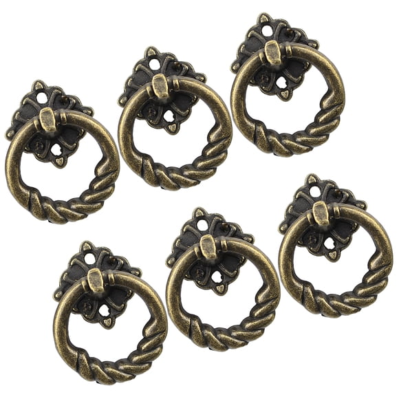 BEADCEST 6Pack Zinc Alloy Antique Cupboard Door Pull Handle Round Retro Drawer Knobs for Home Renovation Assorted Color
