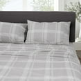 thumbnail image 4 of Marquess 4-Piece Luxury Flannel Bedding Set, Grey Grid, 4 of 7