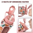 thumbnail image 3 of Peach Pink 64 Oz Half Gallon Water Bottle with Sleeve - BPA Free Leakproof Sport Large Plastic Water Bottle with Straw & Time Marker & Insulated Neoprene Holder Carrier Bag Great Gift for Women Men, 3 of 7