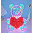 thumbnail image 3 of CM-TOP | Oso iluminado brillante Holograma de PVC | LED lámpara de mesa decoración | 18.8 * 20.6 * 25CM | Luz roja de corazón para ella, regalo para novia, mamá, niños, cumpleaños, aniversario, 3 of 7