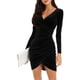 thumbnail image 2 of Vestido corto de otoño para mujer NikouMX dobladillo envolvente manga larga, 2 of 6