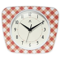 Infinity Instruments Plaid Trapezium Wall Clock, Red, 9.25" x 10.875"