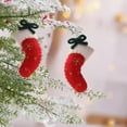 thumbnail image 4 of Adorno navideño de lana hecho a mano | Decoración de árbol de tela suave | Bordado de patchwork rojo y blanco | Regalo y decoración navideña para el hogar, 4 of 5