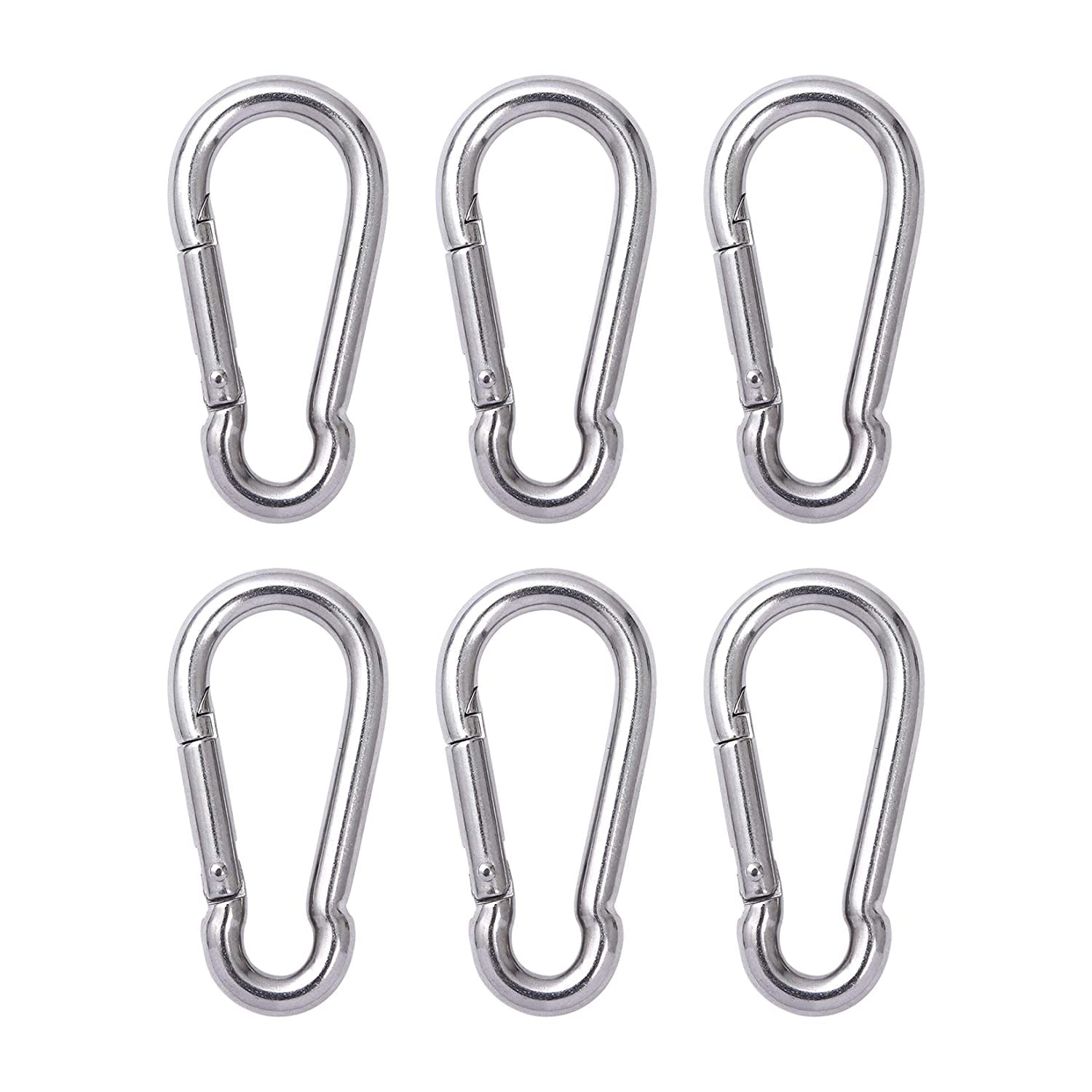 1, 1/2 Stainless Steel Snap Hook Carabiner Stainless Steel Spring Snap Hook Carabiner Clips Spring Snap Key Chain Clip Hook Heavy Duty Quick Link Lock Carabiner for Camping Hiking Dog Leash 