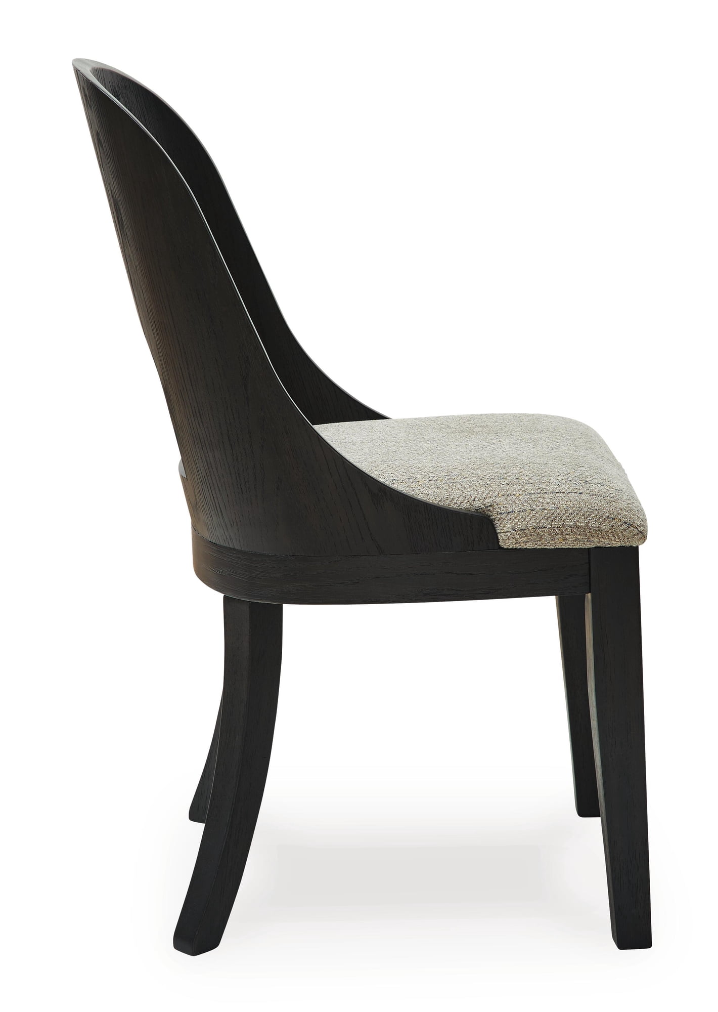 Signature Design by Ashley Rowanbeck Upholstered Dining Side Chair Set (2), Gray/Black, Contemporary Curved Wood Chairs with Cushioned Seats