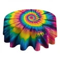 thumbnail image 4 of Colorful Rainbow Tie Dye Spiral Pattern Round Tablecloth 60"x60",Wrinkle Wipeable Table Cloth for Kitchen Dining Room Picnic Patio Party, 4 of 6