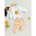 thumbnail image 3 of Halloween Infant Baby Girls Holiday Clothes Cutest Pumpkin Sweatshirts Long Pants Set Headband Fall Casual Outfits, 3 of 8