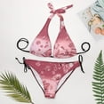 thumbnail image 4 of Pink Crystals Sexy Bikini Chic Swimsuit Summer Vacation Honeymoon Triangle Bathing Suit Tie String Thong, 4 of 5