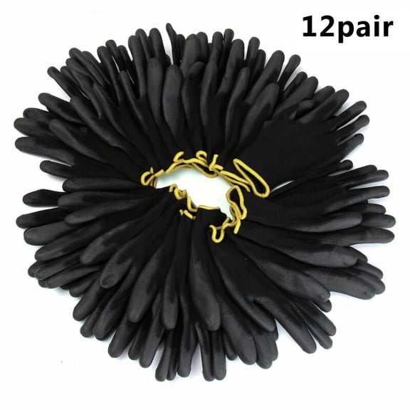 12Pairs Safety Coating Work Gloves Hand Protect PU Nylon Antiskid Dust-proof