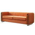 thumbnail image 2 of Velvet Couch, Modern Upholstered Sofa with Arms and Golden Metal Legs for Living Room Bedroom and Office, Orange, 2 of 7