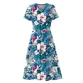 thumbnail image 3 of Gvmfive Women Summer Boho Floral Dress Short Sleeve Casual Midi Sundress, 3 of 4