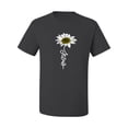 thumbnail image 2 of Wild Bobby, Jesus Flower Script Inspirational/Christian Men Graphic Tee, Charcoal, Small, 2 of 6