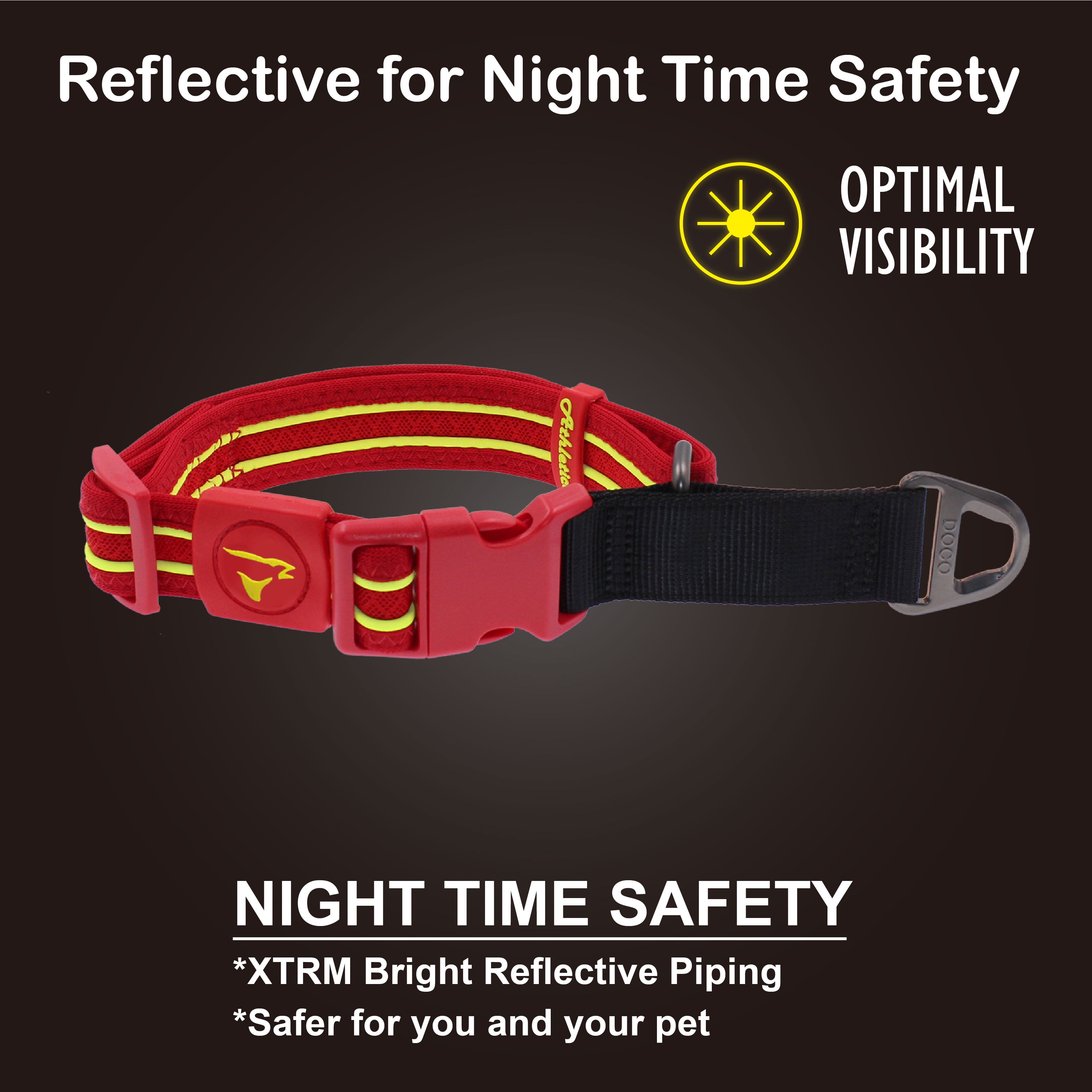 DOCO Solar Martingale Collar for Medium and Large Dogs, Heavy-Duty Reflective Mesh Collar