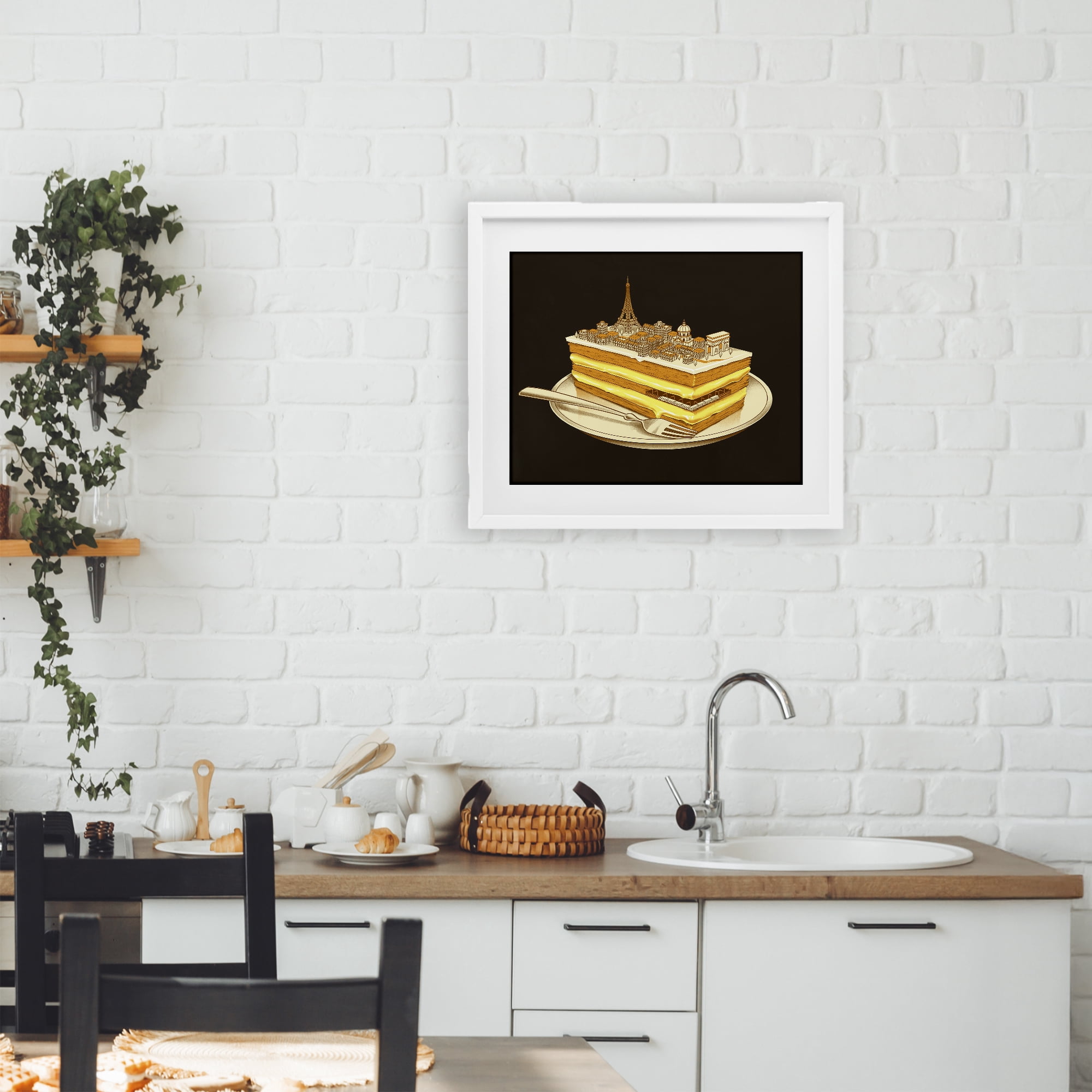 Stupell Industries Hungry For Travels Paris White Framed Print Under Glass, design by Tobe Fonseca
