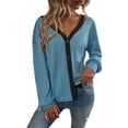 thumbnail image 3 of Durtebeua Long Open Front Sweaters Jacket Fall Winter Coats Outerwear Women'S 3/4 Sleeve Open Front Cropped Cardigan, 3 of 6