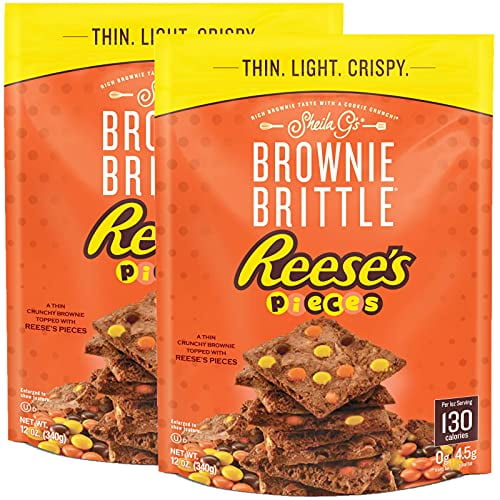 Sheila G's Reese's Pieces Brownie Brittle 12 Ounce Family Size Bag Pack of 2