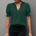 thumbnail image 5 of Ruyang Summer Shirts for Women Women's New Summer V Neck Puff Sleeve Solid Color Shirt Tops Women Top Long, 5 of 6