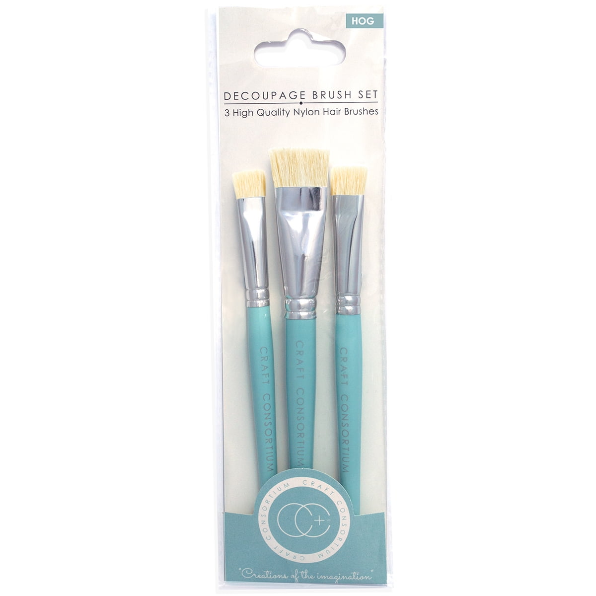 Craft Consortium Decoupage Brush Set 3/PkgFlat W/Hog Hair; 10Mm, 15Mm