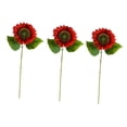 thumbnail image 4 of Ramo de 3 girasoles artificiales, flores silvestres falsas, flores artificiales para exteriores Rojo, 4 of 9