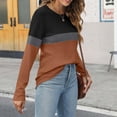 thumbnail image 5 of DondPO Womens Tops Women's Color Block Tunic Tops Casual Long Sleeve Shirts Round Neck Pullover Womens Dressy Tops Tops for Women Trendy Brown L, 5 of 7