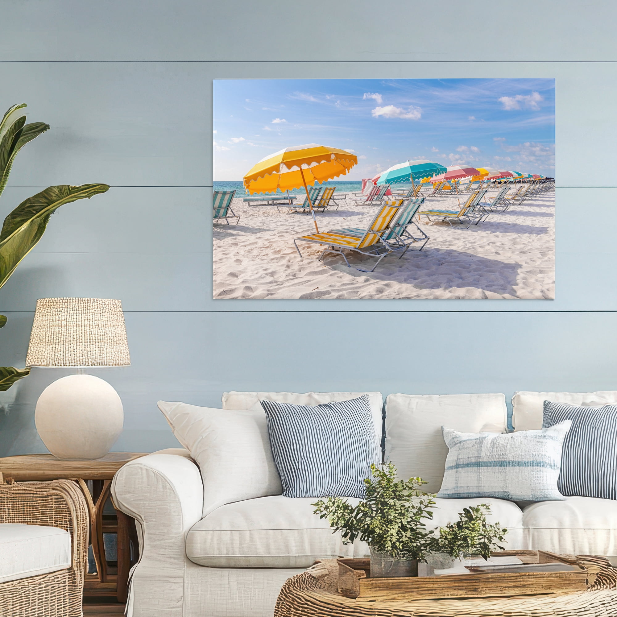 Stupell Industries Striped Umbrellas on Sunny Beach Canvas Wall Art, design by Richard Silver