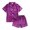 kids sleepwear - Purple, variant on REDARER Boys Girls Solid Satin PJs Lapel Short Sleeve Button Top Matching Elastic Shorts Soft Silky Summer Kids Sleepwear Set,6-7 Years