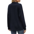 thumbnail image 4 of Long Sleeve Dressy Casual Tops Ladies with Collar V Neck Pullover Lightweight Textured Plain Shirt Loose Fit (X-Large, Navy), 4 of 4