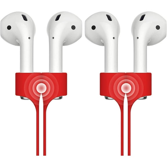 2 Pack Magnetic Strap for Airpods Silicone Anti-Lost Strap with Strong Magnetic Adsorption Connector Sports Neck Around Cord Strap for Airpods Pro / 2/1 (Red)