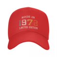 thumbnail image 1 of Gorra de béisbol Unisex para hombre y mujer, sombrero de béisbol ajustable, hecho en 1972, regalo de 50 cumpleaños, Snapback al aire libre, de verano, 1972, 1 of 4