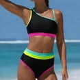 thumbnail image 1 of TaTaai Women's 2026 New Neon Color Two Piece Bikini Set V Neck Drawstring Design High Waisted Bottom Soft Stretchy Fabric Comfortable Stylish Swimwear for Beach Pool Vacation Gift, 1 of 3