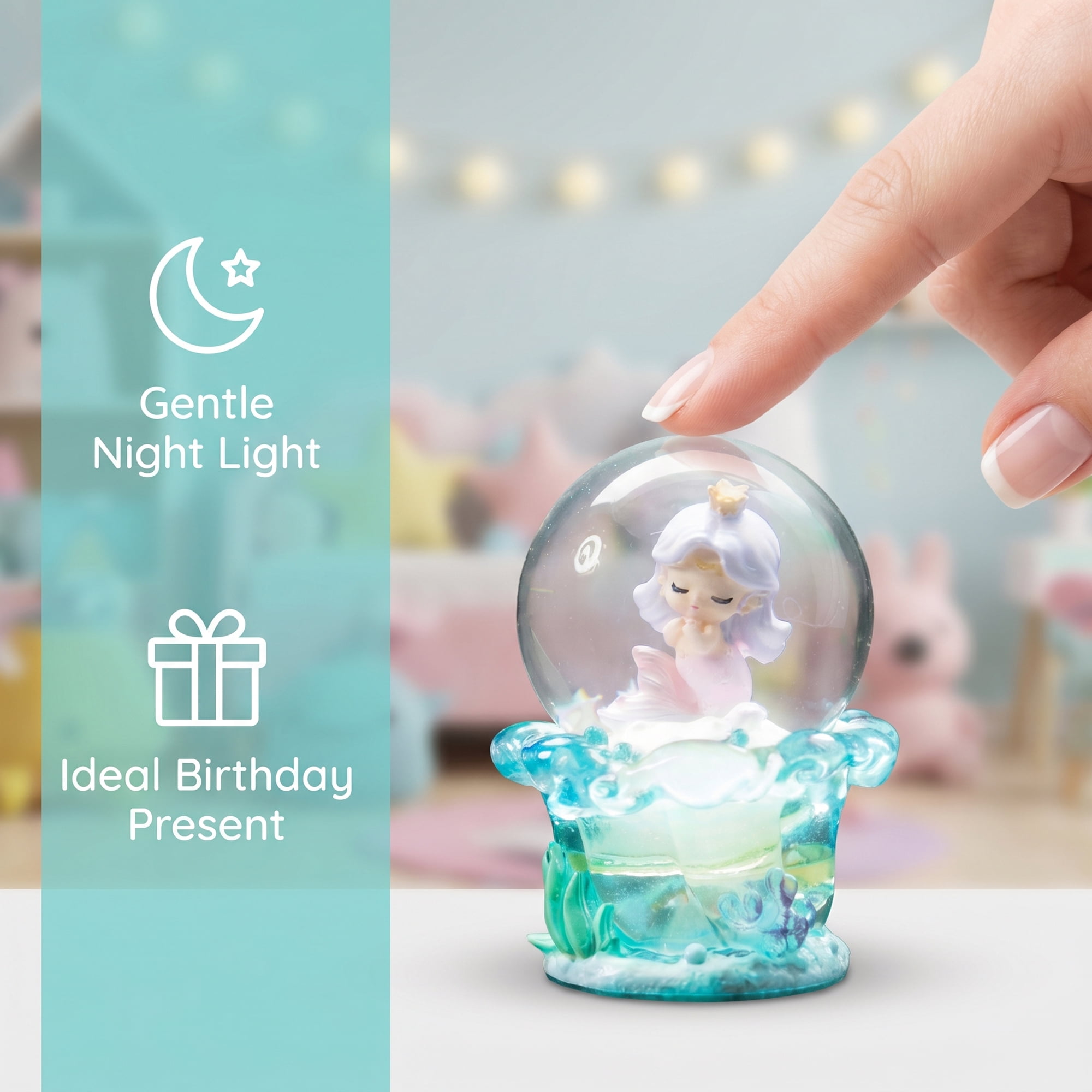 Unique Bargains Light Up Crystal Ball Resin Snow Globe Figurine Green B 1.8" x 1.8" x 2.7"