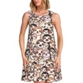 thumbnail image 1 of Fotbe Brown Sloth Vestido de Verano sin Mangas para Mujer – Vestido Midi Línea A, Estilo Camiseta Floral, Vestido Playero Casual y Fluido, 1 of 7