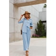 thumbnail image 6 of Zeagoo Women 2 Piece Linen Sets 2025 Button Down Shirt and Drawstring Long Pants Set Summer Outfits, 6 of 9