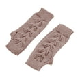thumbnail image 4 of beishanbush Clearance Sales Gloves Mittens Women Autumn and Winter Casual Simple Solid Color Fashion Twist Hollow Knit Warm Gloves Khaki, 4 of 7