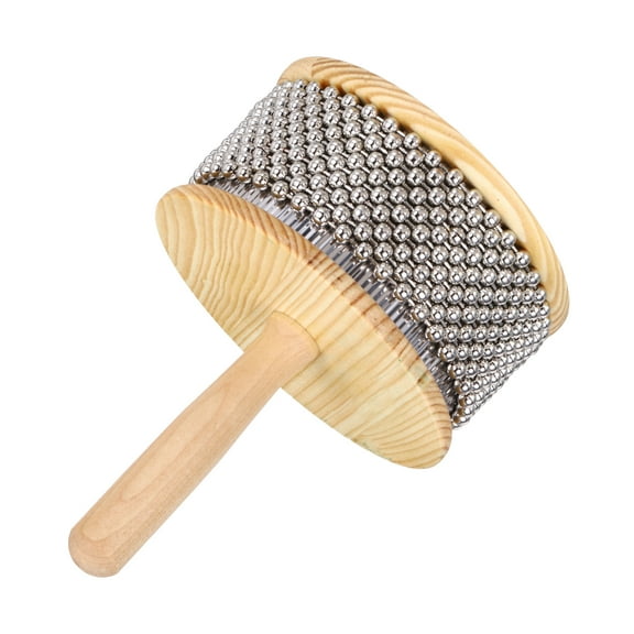 Uxcell Wooden Cabasa Percussion 5.3" Music Hand Shaker Musical Instrument with Metal Beads for Band Music Education Party Performance(Wood Color)