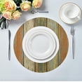 thumbnail image 3 of SKYSONIC Vintage Wood Grain Round Placemats for Dining Table Non-Slip Heat-Resistant Polyester Table Mats Set of 6 Washable Table Mats for Kitchen Dining Table Decoration (36), 3 of 5