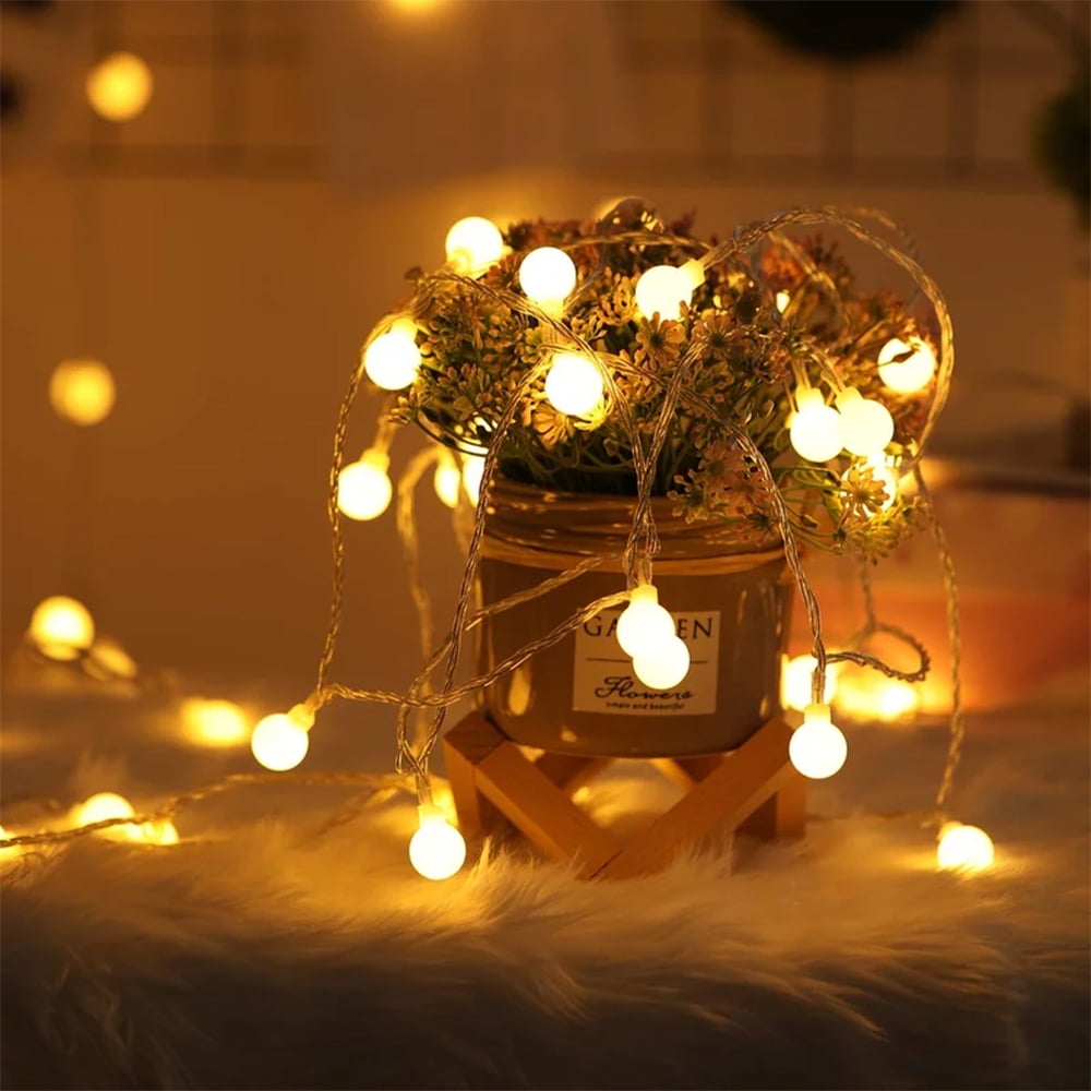 36ft 8 Modes Waterproof Battery Operated Starry Fairy Light for Holiday Wedding Bedroom Indoor & Outdoor Remote & Timer Globe Fairy Lights,100 LED Fairy String Lights Warm White 