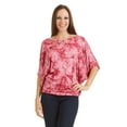thumbnail image 3 of Made by Johnny Women's Tie Dye Scoop Neck Half Sleeve Batwing Dolman Top M WINE, 3 of 6