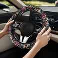 thumbnail image 2 of Uorisanigo Skull Furry Steering Wheel Cover for Women Floral Print Car Steering Wheel Cover Fuzzy Car Steering Wheel Protector 15 Inches Replacement Car Accessories Gift for Wife, 2 of 8